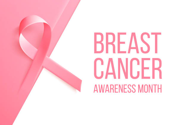 Realistic pink ribbon. Symbol of world breast canser awareness month in october. Vector illustration. Realistic pink ribbon. Poster with symbol of national breast canser awareness month in october. Vector illustration. breast cancer awareness stock illustrations