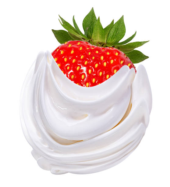 istock Strawberry with cream   isolated on white 1175579640