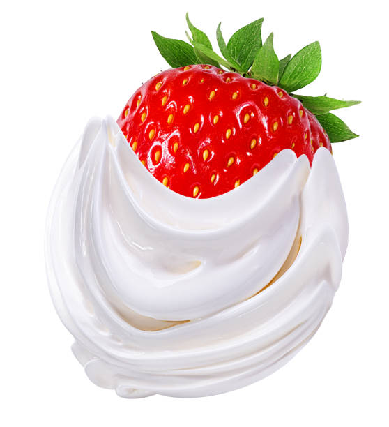 istock Strawberry with cream   isolated on white 1175579931