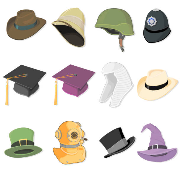 ilustrações, clipart, desenhos animados e ícones de chapéus - police helmet