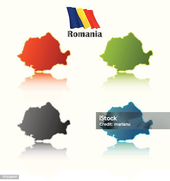 Roménia Contorno - Arte vetorial de stock e mais imagens de Amarelo - Amarelo, Azul, Bandeira