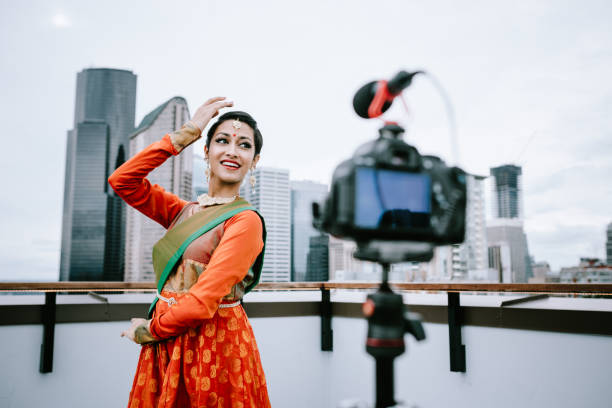 Indian Woman Vlogging Traditional Dance Routine and Clothing