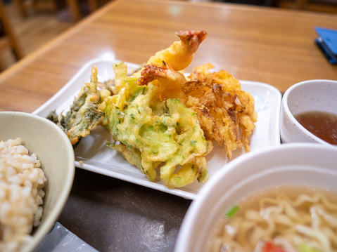 Tempura with rice and Okinawa Soba