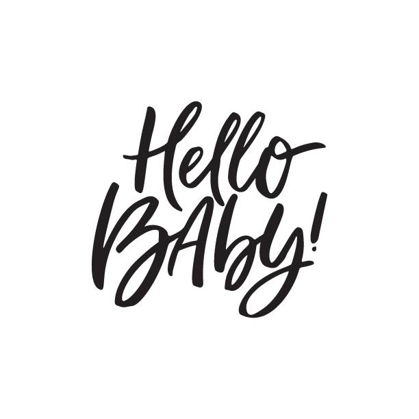 istock Hello baby freehand black ink inscription 1175600916