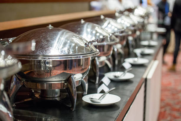 istock Chafing dishes on the table at the luxury banquet 1175604640