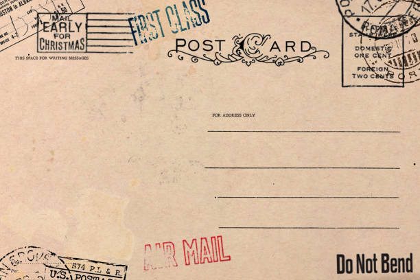 istock Backside of old postcard dirty stain 1175611346