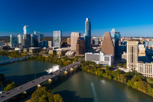 istock Austin Downtown Skyline Aerial View With Lake and Bridge 1175613381