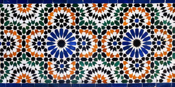 belle texture marocaine de tuiles décoratives - palais bahia photos et images de collection