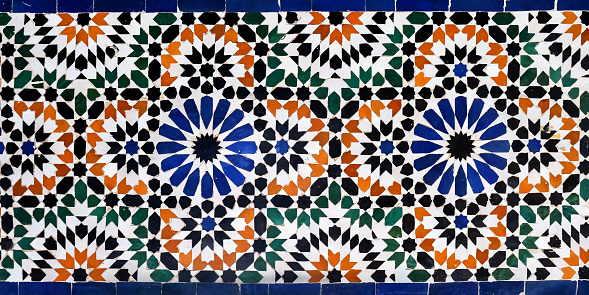 Close up decorative Moroccan tile textured