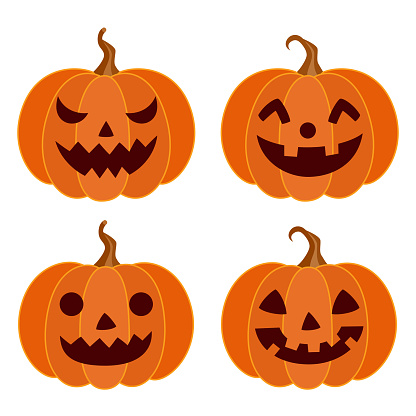 Halloween,holiday,decoration,pumpkin,face,set,vegetable,season,design,element,illustration