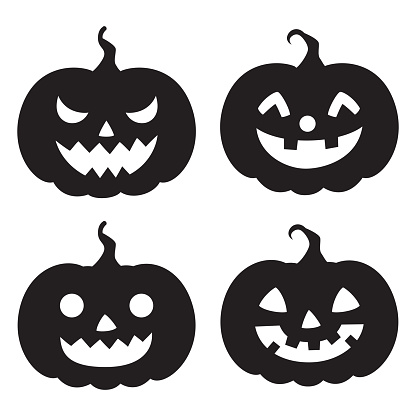 Halloween,holiday,silhouette,pumpkin,face,set,vegetable,season,design,element,icon