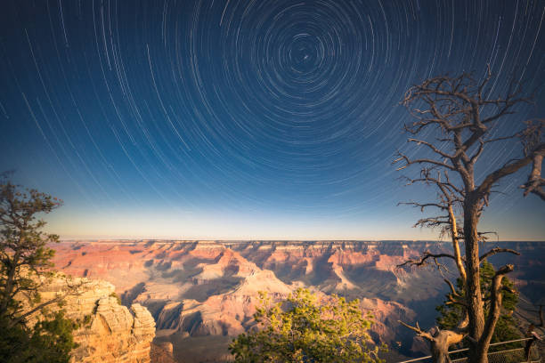 istock Grand Canyon under moon light with star trails 1175618214