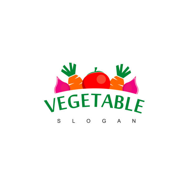 illustrations, cliparts, dessins animés et icônes de logo de légumes, vegan label design vector - zucchini vegetable squash market