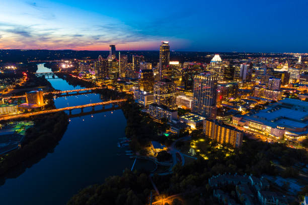 istock Austin Downtown Aerial At Dusk With Lake 1175620309
