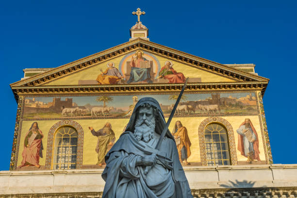 istock Statue Facade Papal Basilica Paul Beyond Walls Rome Italy 1175621978