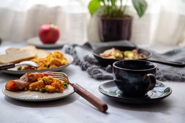 istock homemade healthy breakfast:coffee,bacon,egg and toast 1175622349