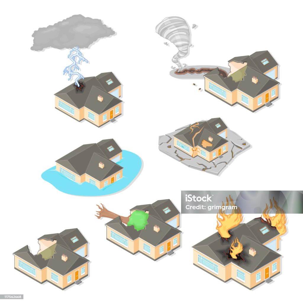 Catastrophes naturelles - clipart vectoriel de Maison libre de droits