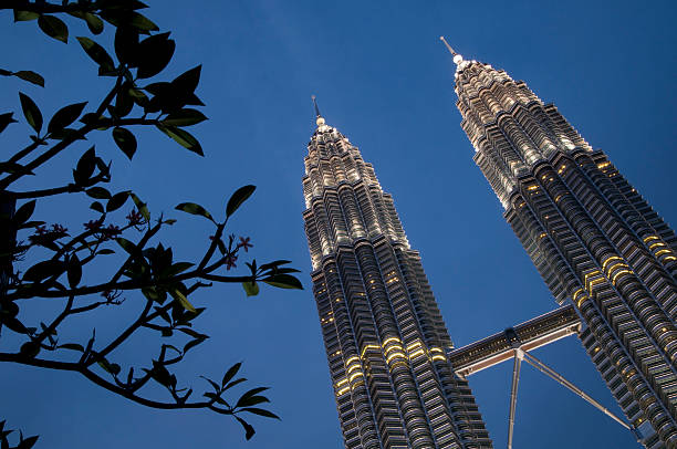 Twilight at PETRONAS Twin Towers stock photo