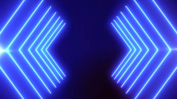 istock Abstract Neon bright lens flare colored on black background. Laser show colorful design for banners advertising technologies 1175627655
