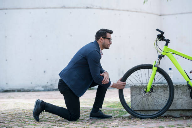 istock Man on a bike on the way to work 1175637521