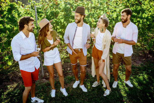 istock Friends tasting wine on the vineyard 1175637806