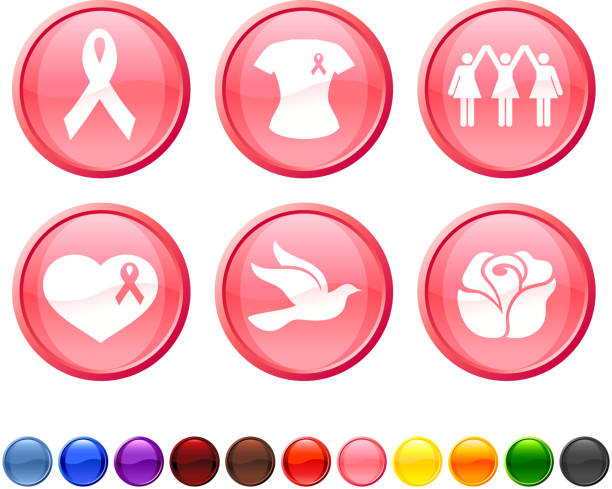 breast cancer awareness lizenzfreie vektor icon-set - t shirt shirt pink blank stock-grafiken, -clipart, -cartoons und -symbole