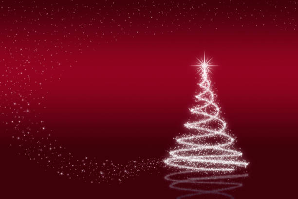 Elegant christmas tree with stars vector art illustration