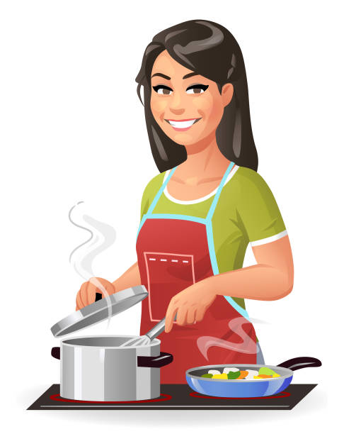 Ilustración de Mujer Joven Cocinando y más Vectores Libres de Derechos de  Cocinar - Cocinar, Mujeres, Una sola mujer - iStock