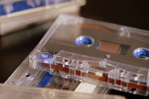 istock Old audio cassettes on a dark background close up. Retro style 1175651911
