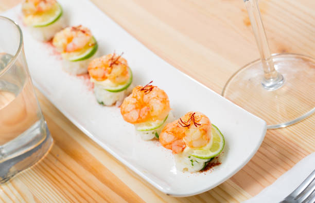 istock Grilled shrimps on rice balls 1175652226