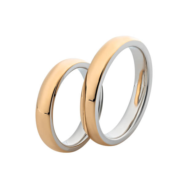 istock Glossy gold wedding rings isolated on white background 1175652937