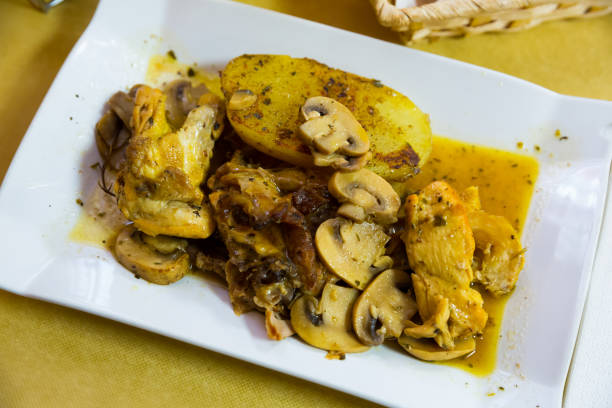 istock Roasted chicken with baked potato 1175653221
