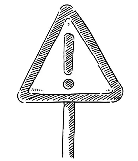 Vector illustration of Warning Traffic Sign Exclamation Mark Drawing