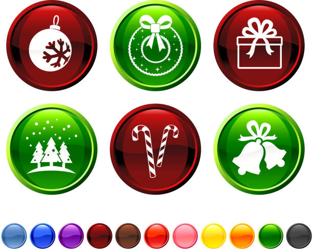 weihnachten lizenzfreie vektor icon-set - lampionpflanze stock-grafiken, -clipart, -cartoons und -symbole