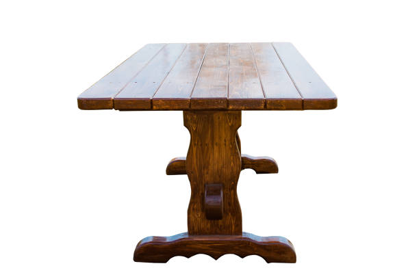 istock Wooden table on white background. Side view. In isolation. 1175655028