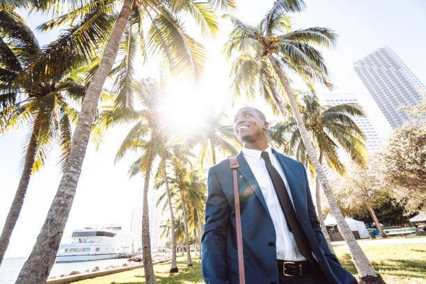 businessman happiness in the miami downtown