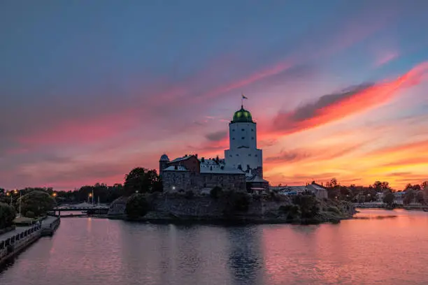 Photo of Swedish medieval fortress and Saint Olav tower of 13th century. Now is in Russia near the Finland borders.