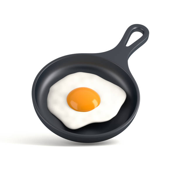 gebratenes ei auf einer pfanne - animal egg eggs food white stock-fotos und bilder