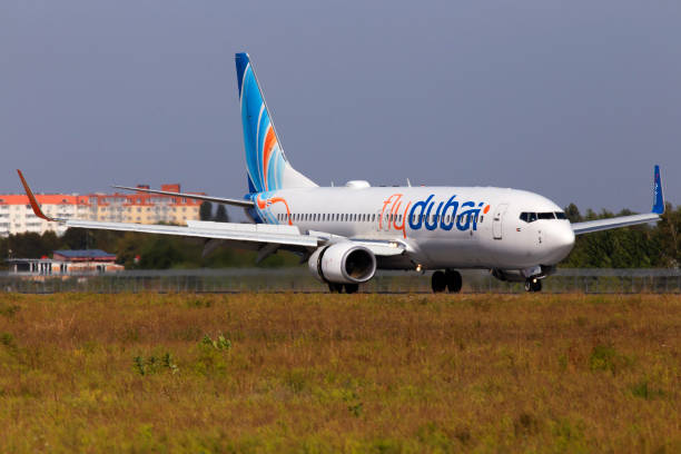 A6-FEU flydubai Boeing 737-800 aircraft departing from the Borispol International Airport stock photo