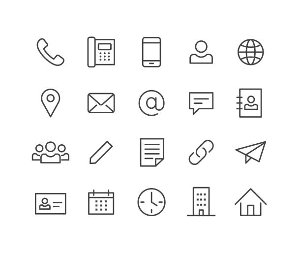 ikony kontaktów - seria classic line - telephone icon stock illustrations