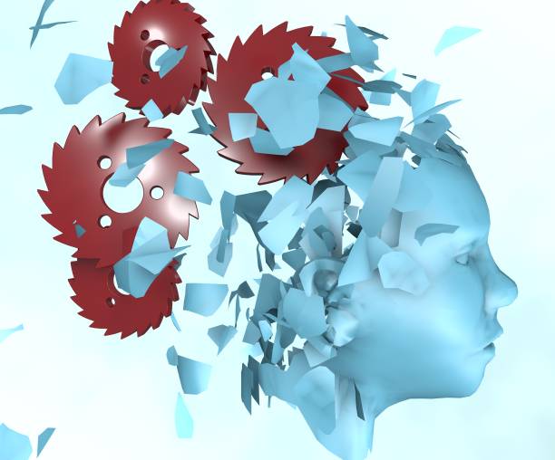 istock 3 d illustration of broken human head and moving gear wheels cogwheels 1175672941