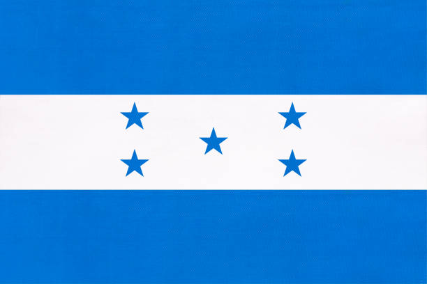 honduras nationales gewebe flagge, textil-hintergrund. symbol der internationalen welt mittelamerika land. - honduras stock-fotos und bilder