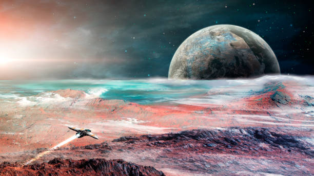 istock Space scene. Spaceship fly above rock with planet and star. https://www.nasa.gov/sites/default/files/images/618486main_earth_full.jpg https://mars.nasa.gov/resources/7485/hinners-point-above-floor-of-marathon-valley-on-mars-enhanced-color/ https://photojo 1175679102