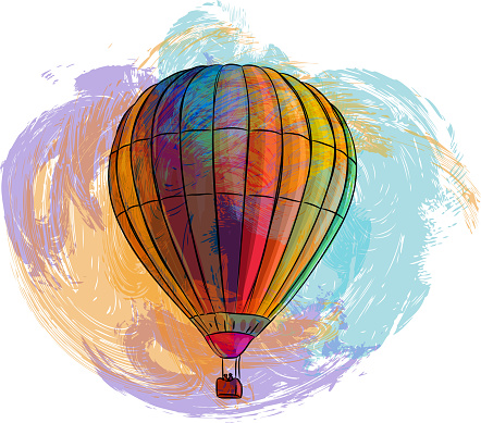 Drawing of Hot air balloon. Elements are grouped.contains eps10 and high resolution jpeg.