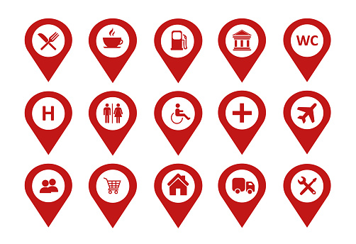 Location Icons set Vector. Map pin location icons set on White background.
