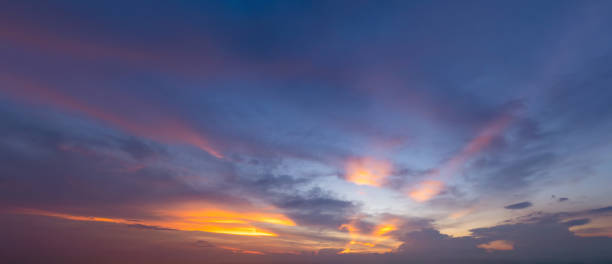 istock Sunset sky. Abstract nature background. Dramatic blue and orange, colorful clouds at twilight time. 1175684667