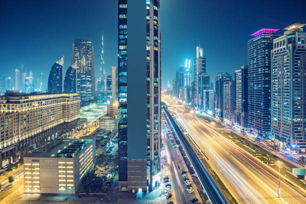 istock Aerial view on downtown Dubai, UAE, at night 1175685053