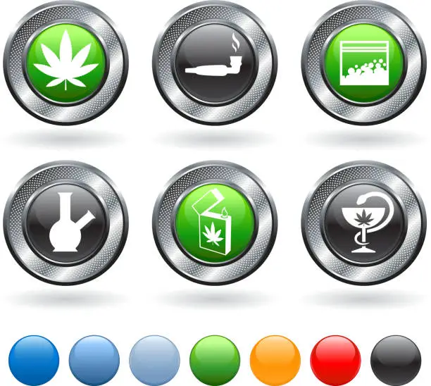 Vector illustration of marijuana royalty free vector icon set