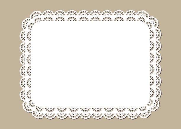 ilustrações, clipart, desenhos animados e ícones de doily do laço do vintage, projeto decorativo da esteira do lugar, molde do corte do laser - lace doily frame picture frame