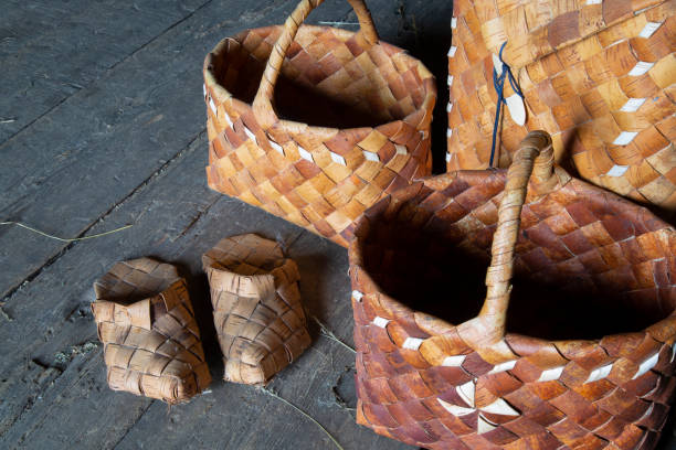 istock Basket. Products made of birch bark 1175689662